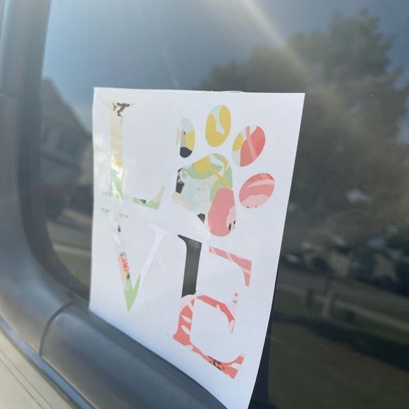 Floral LOVE Dog Print Vinyl Decal - Picture 9 of 10